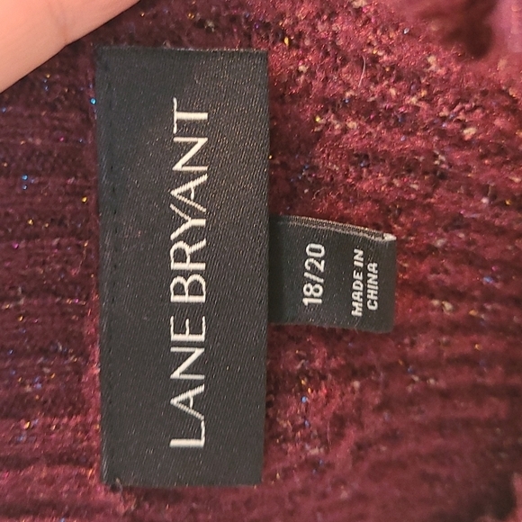 Lane Bryant Burgundy Scalloped Hem Sparkly all‎ over Size 20 Long Sleeve Top - Picture 3 of 4